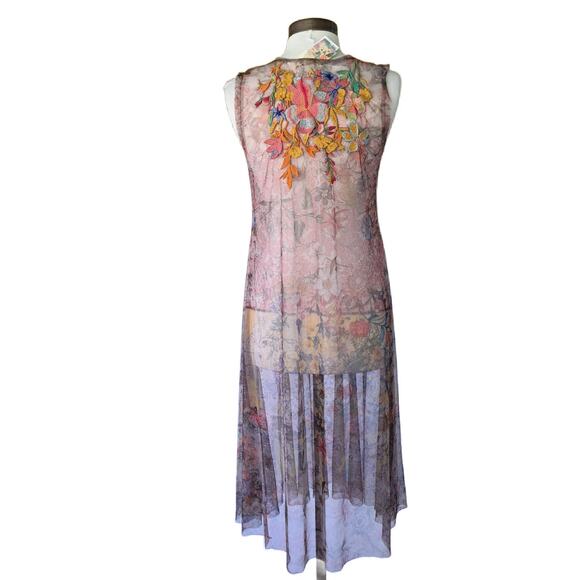 Johnny Was Asymmetrical Tiered Pink and Red Sundress - Picture 4 of 14